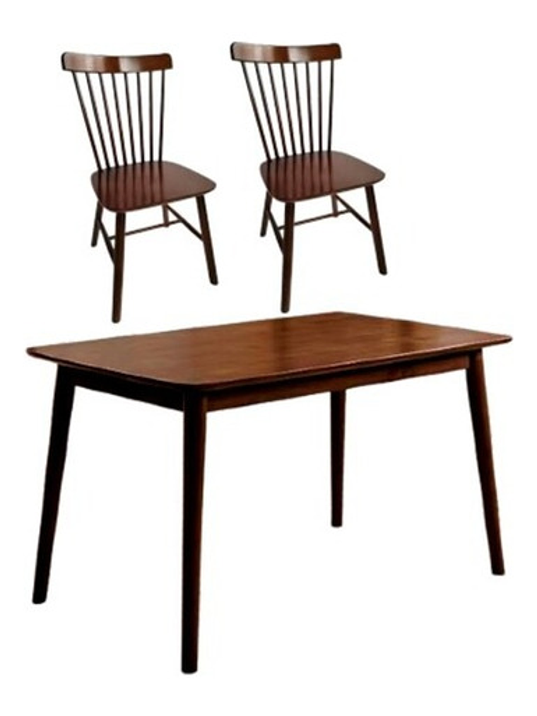 Mesa Con 2 Sillas Windsor Madera Nogal Original 130x80 1
