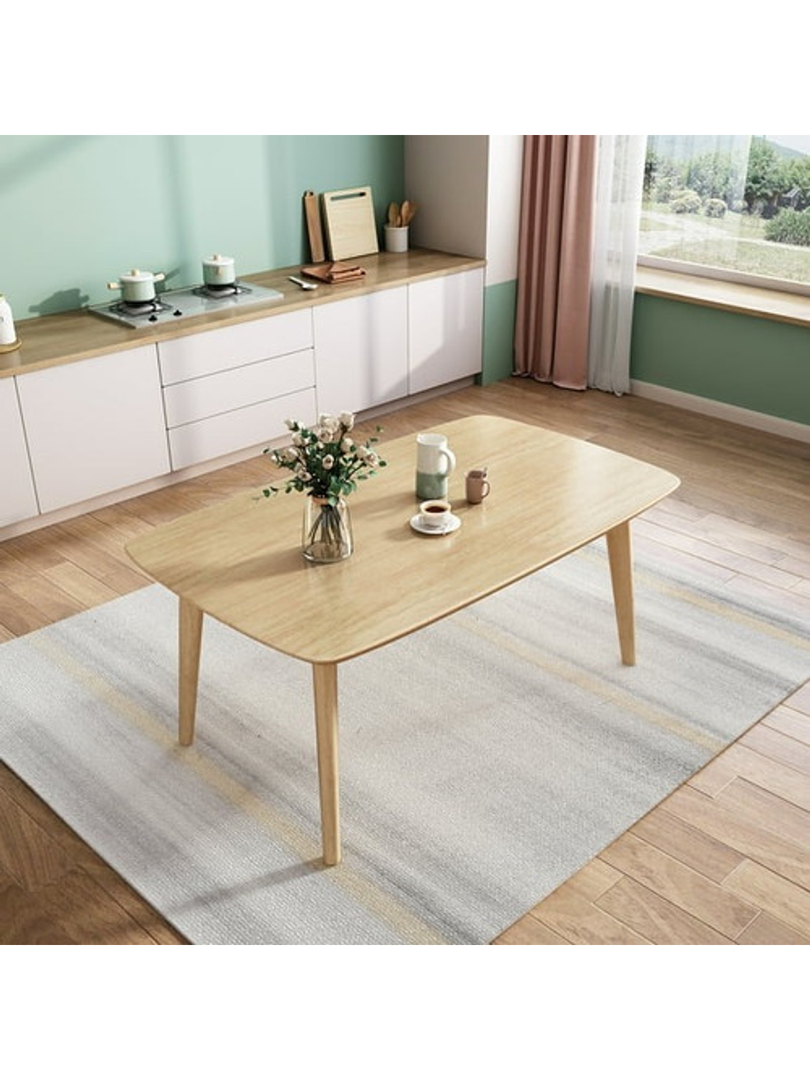 Mesa Con 4 Sillas Windsor Bistró Madera Original 160x80 3