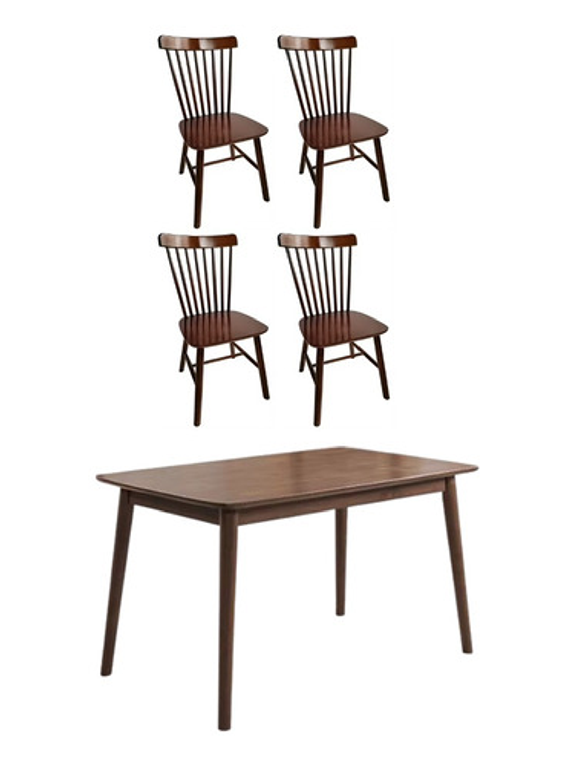 Mesa Con 4 Sillas Windsor Madera Nogal 120x70 1