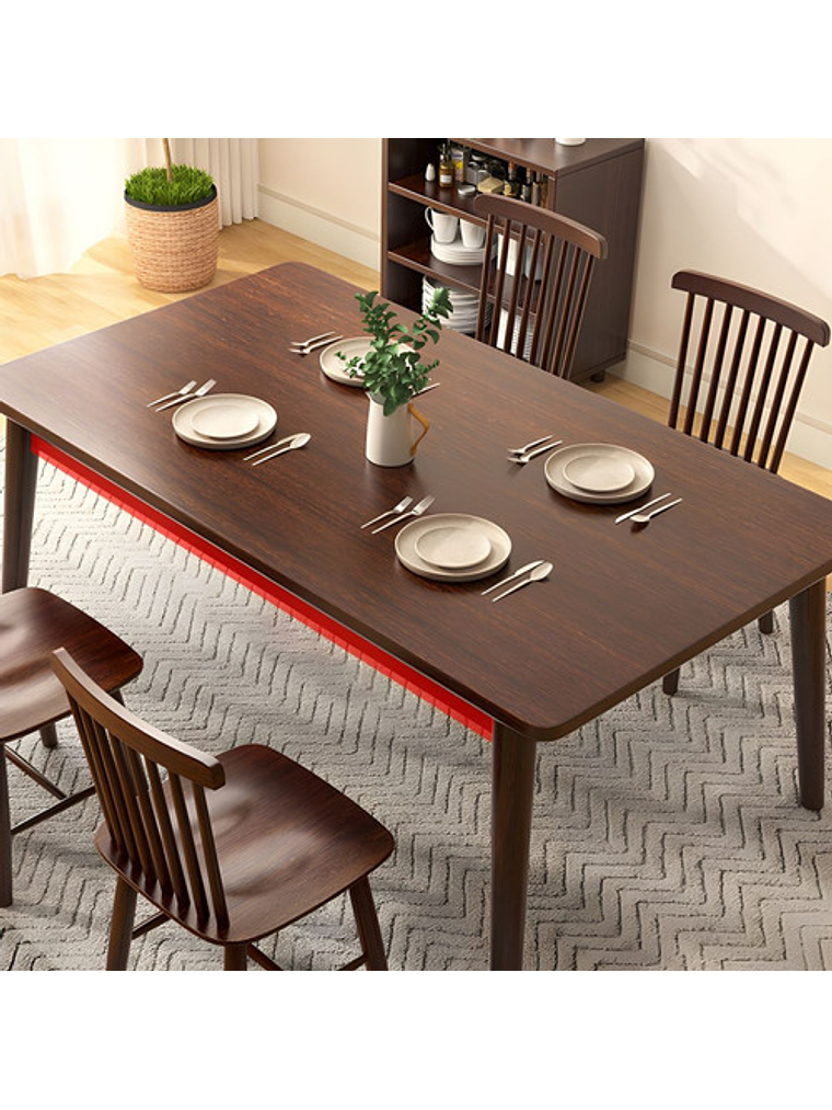 Mesa Con 4 Sillas Windsor Madera Nogal 120x70 3