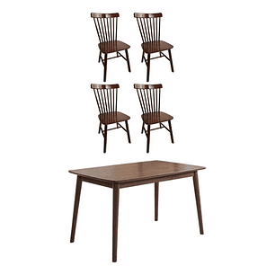 Mesa Con 4 Sillas Windsor Madera Nogal 130x80