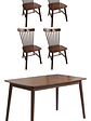 Mesa Con 4 Sillas Windsor Madera Nogal 130x80 - Miniatura 1