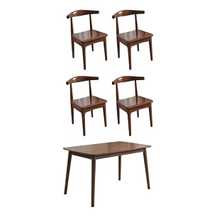 Mesa Con 4 Sillas Windsor Bistró Madera Nogal 120x70