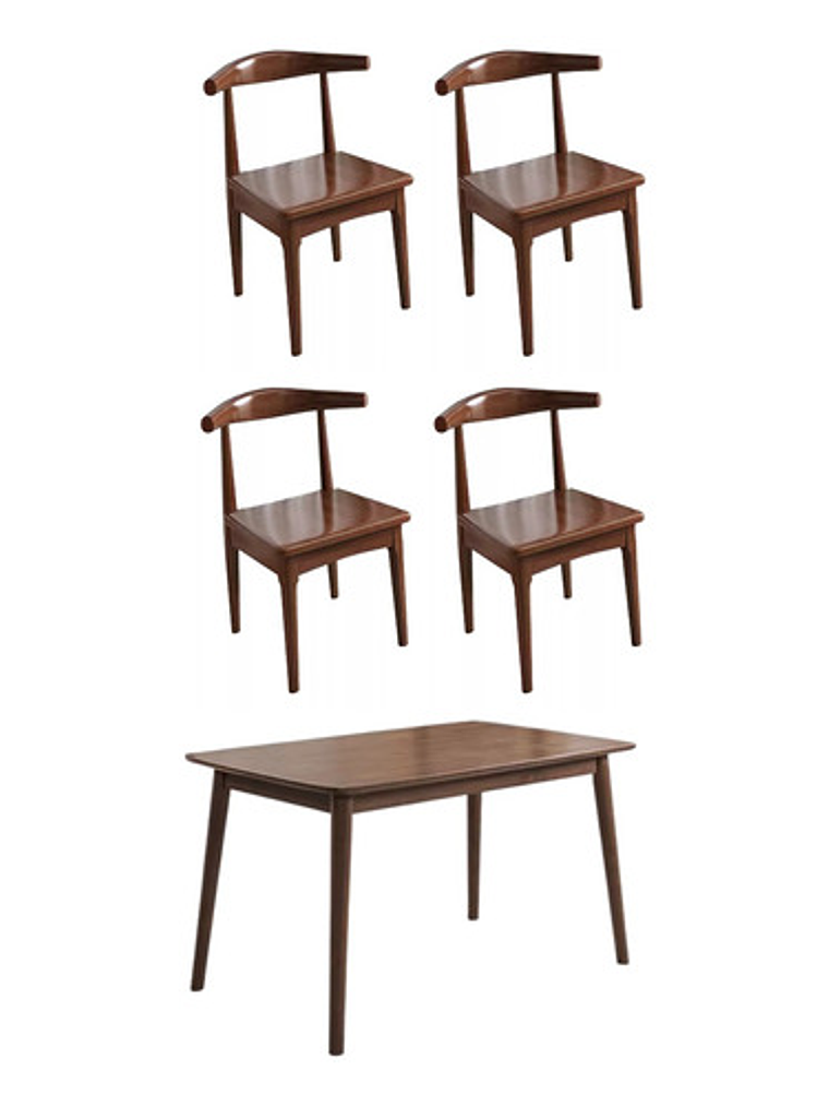 Mesa Con 4 Sillas Windsor Bistró Madera Nogal 120x70 1