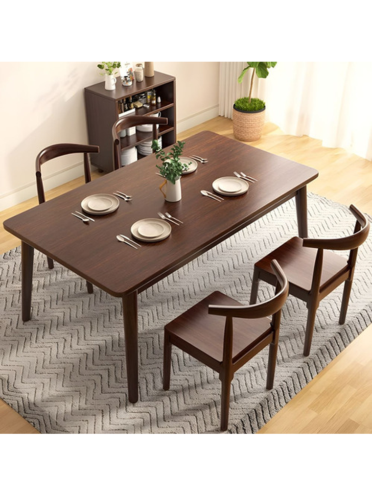 Mesa Con 4 Sillas Windsor Bistró Madera Nogal 120x70 2