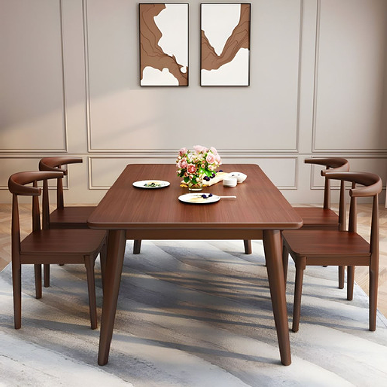 Mesa Con 4 Sillas Windsor Bistró Madera Nogal 120x70 3