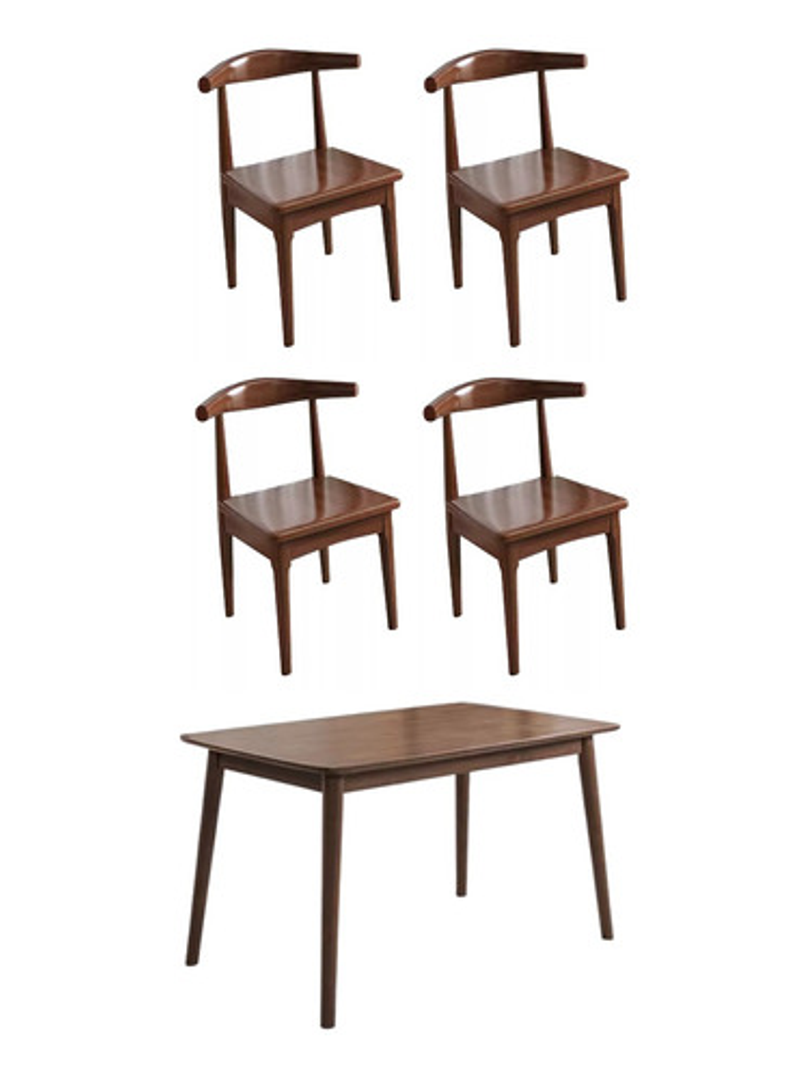 Mesa Con 4 Sillas Windsor Bistró Madera Nogal 130x80 1