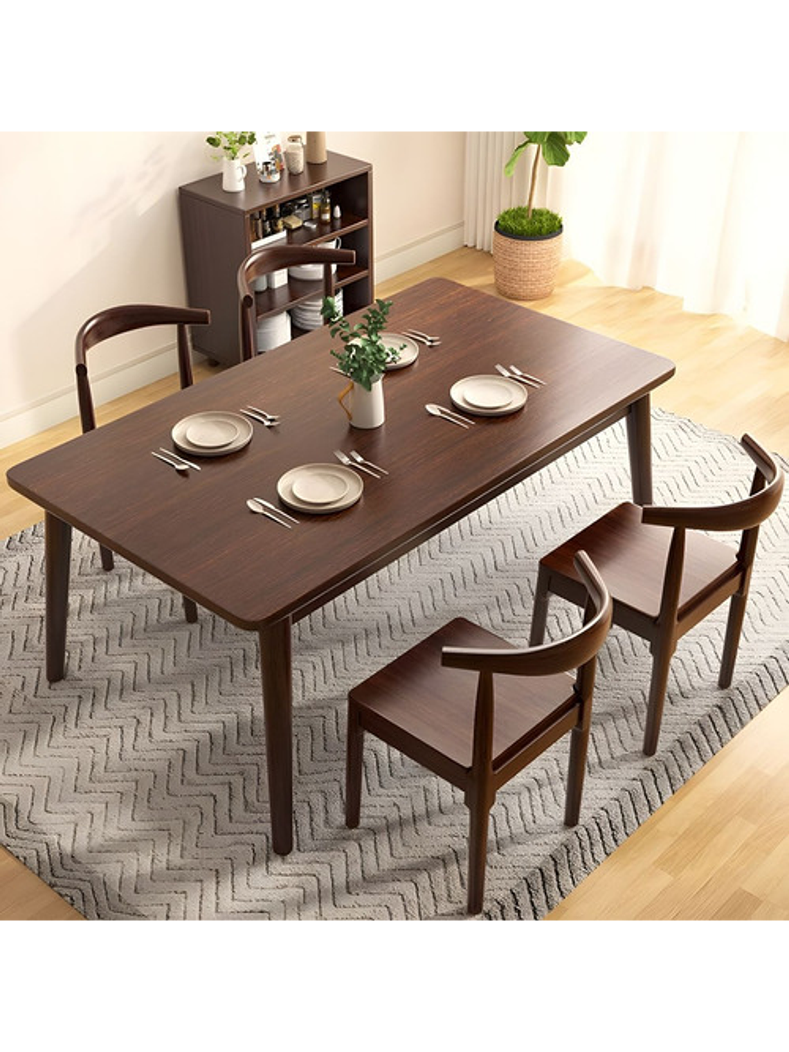 Mesa Con 4 Sillas Windsor Bistró Madera Nogal 130x80 2