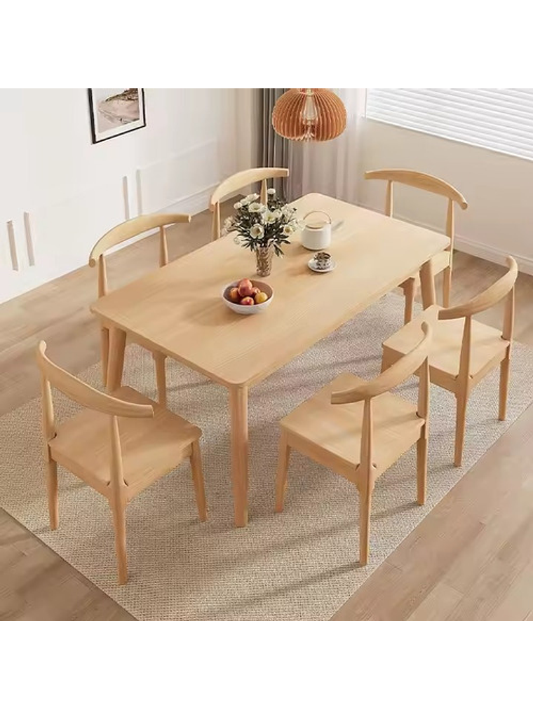 Mesa Con 6 Sillas Windsor Bistró Madera Natural 130x80 2