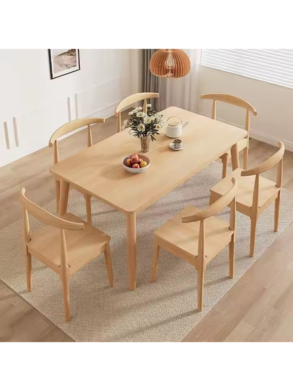 Mesa Con 6 Sillas Windsor Bistró Madera Natural 160x80 2