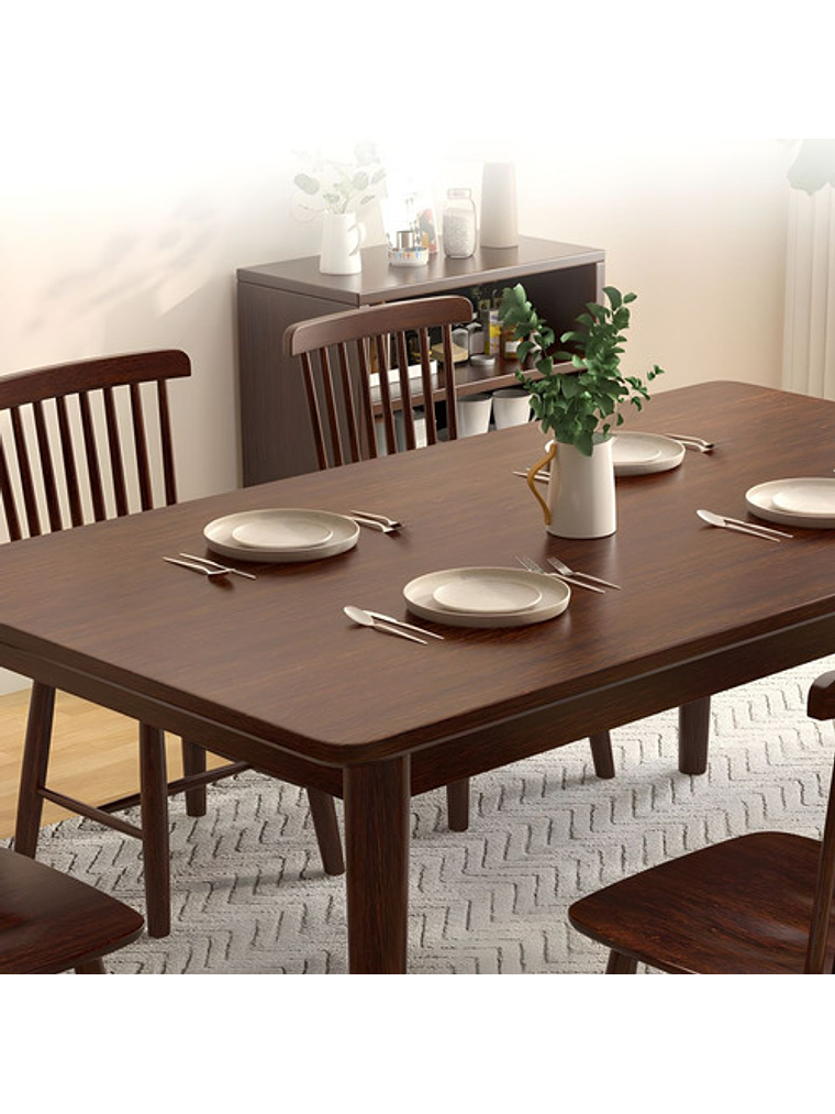 Mesa Con 6 Sillas Windsor Madera Nogal 120x70 3