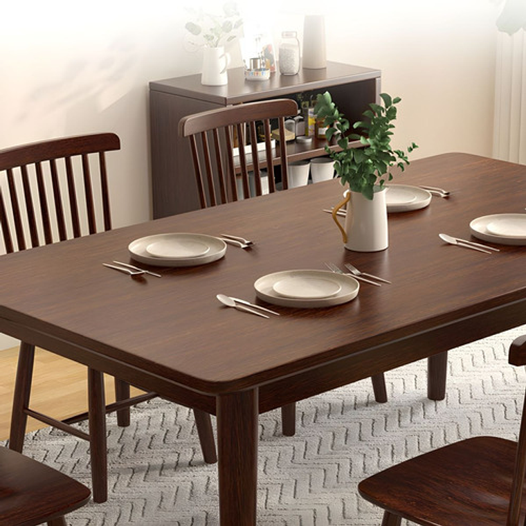 Mesa Con 6 Sillas Windsor Madera Nogal 120x70 3