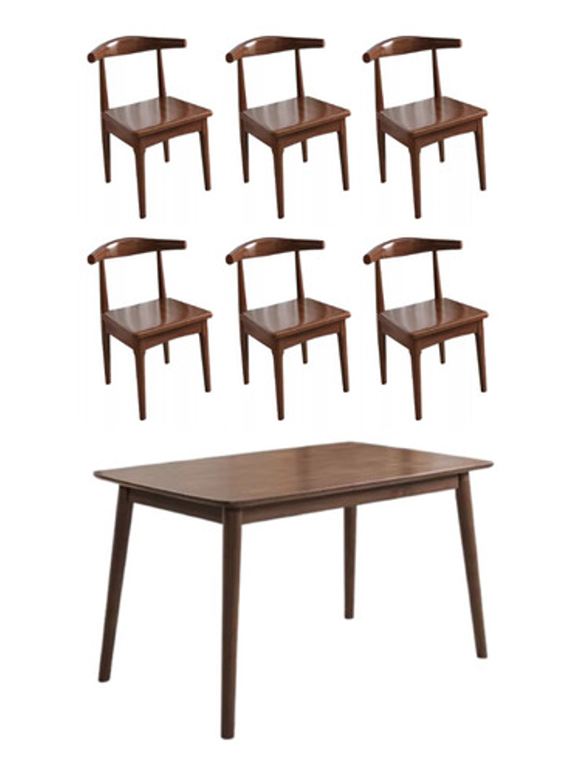 Mesa Con 6 Sillas Windsor Bistró Madera Nogal 130x80 2