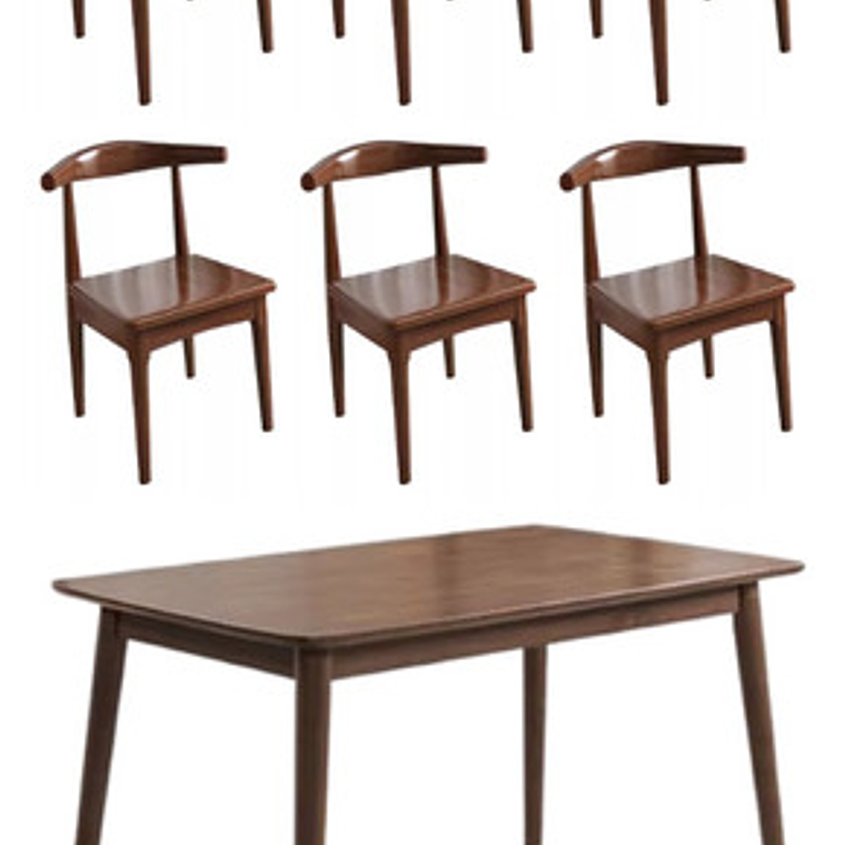 Mesa Con 6 Sillas Windsor Bistró Madera Nogal 130x80 2