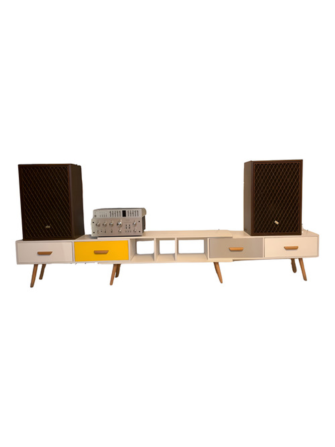 Rack Tv Blanco Cajones De Colores 1