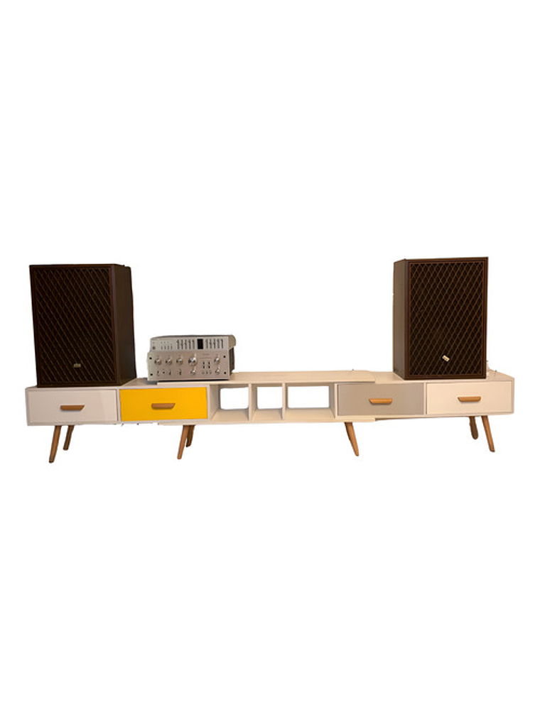 Rack Tv Blanco Cajones De Colores 1