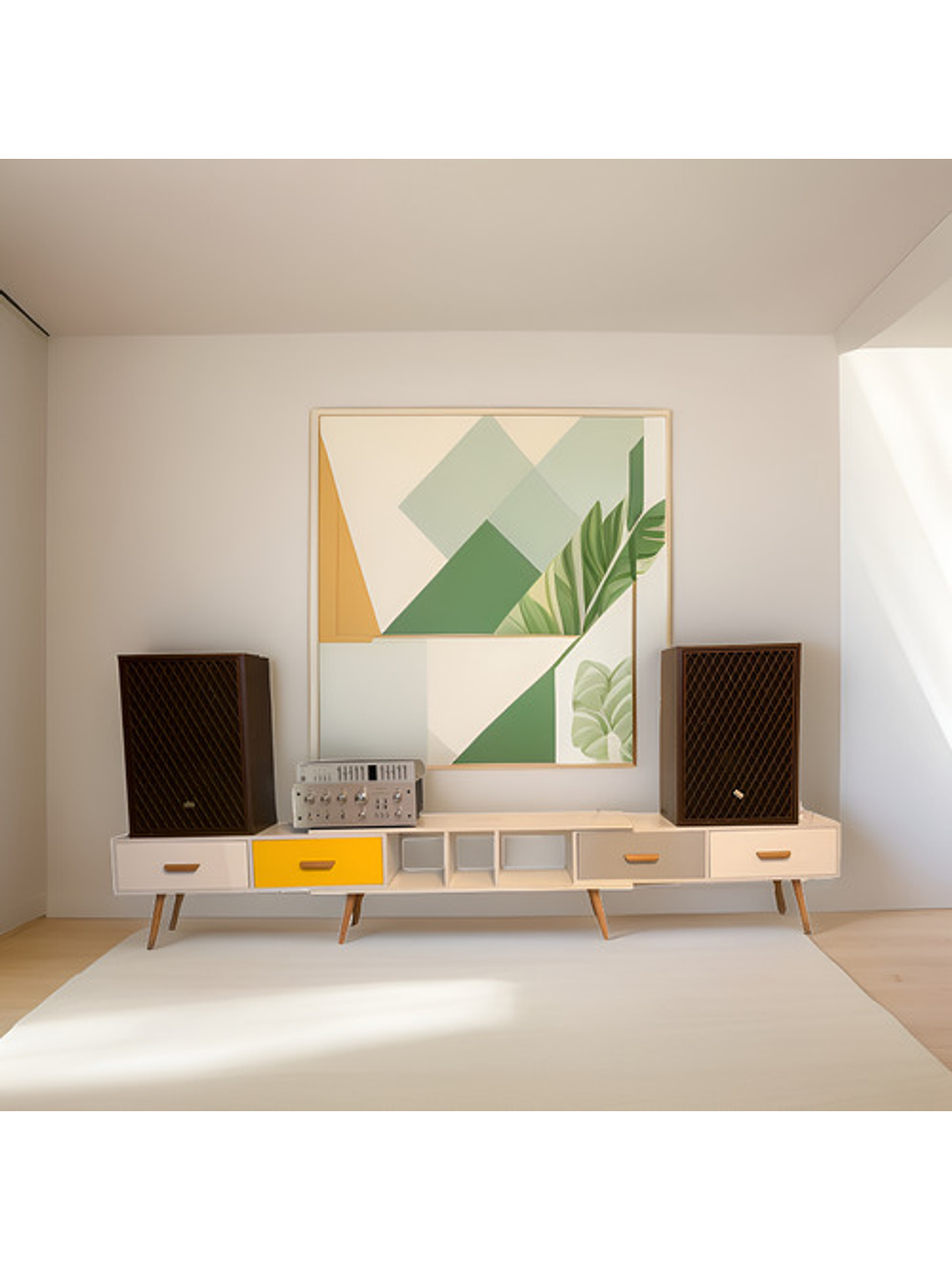 Rack Tv Blanco Cajones De Colores 2