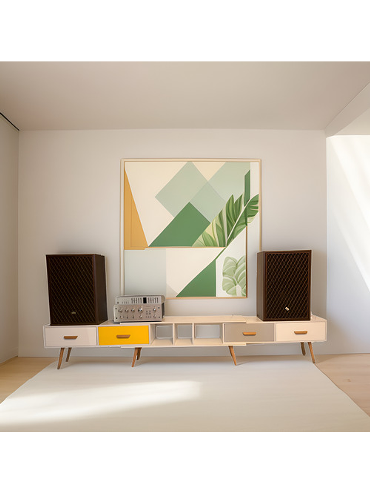 Rack Tv Blanco Cajones De Colores 2