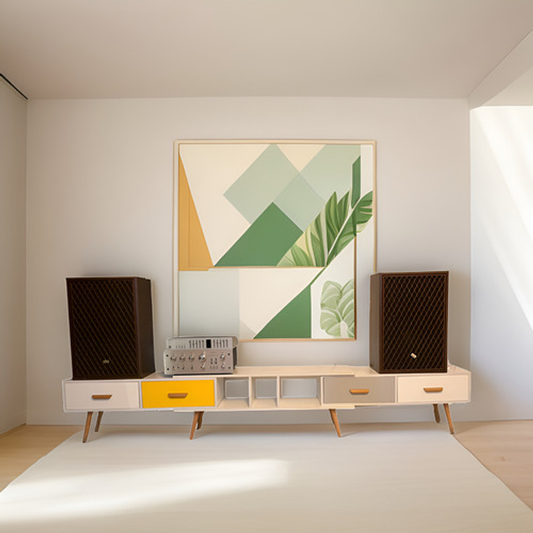 Rack Tv Blanco Cajones De Colores 2