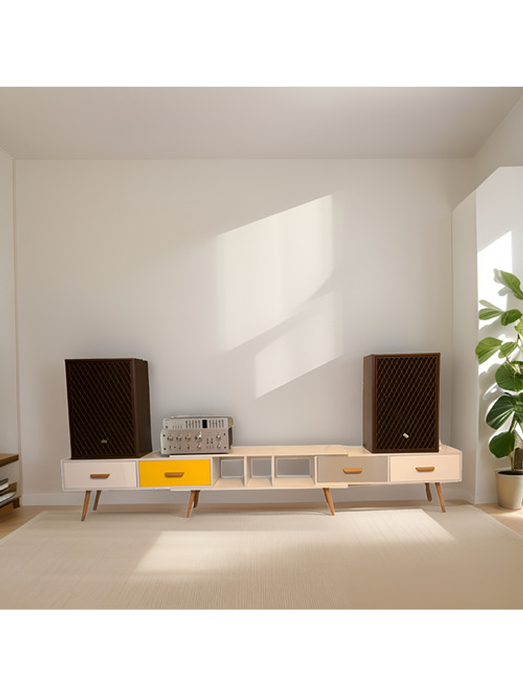 Rack Tv Blanco Cajones De Colores 3