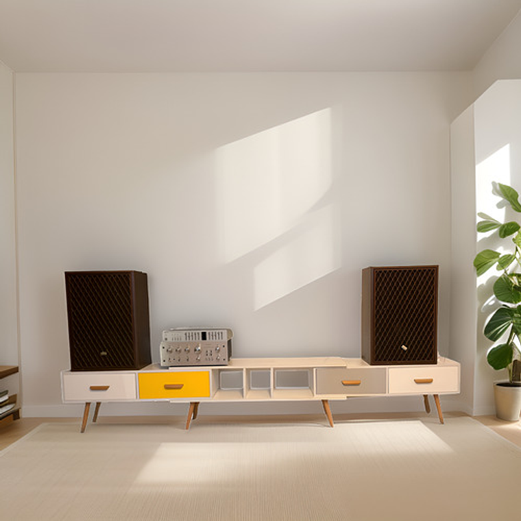 Rack Tv Blanco Cajones De Colores 3