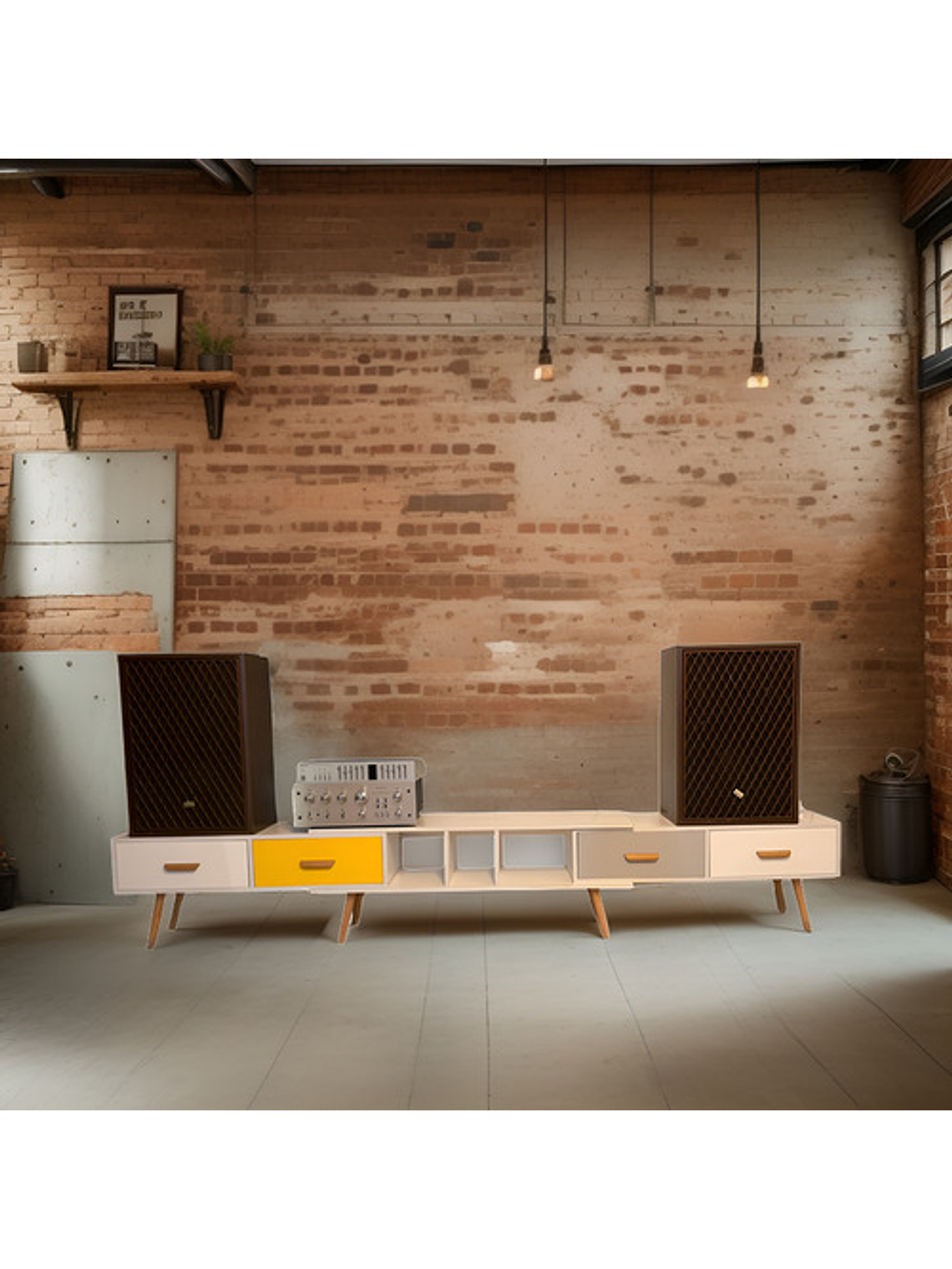 Rack Tv Blanco Cajones De Colores 4