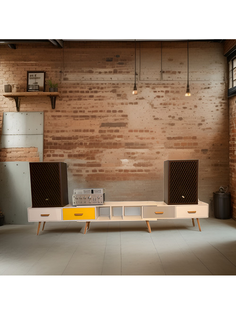 Rack Tv Blanco Cajones De Colores 4