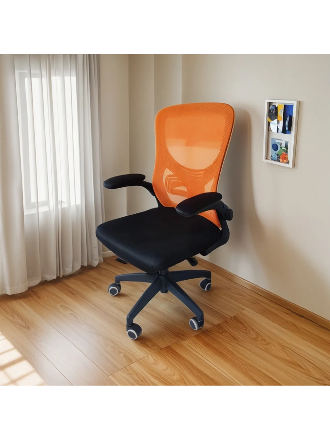 Silla Ejecutiva Oficina Luxor Premium 2302-5 Naranja Respaldo Alto 1