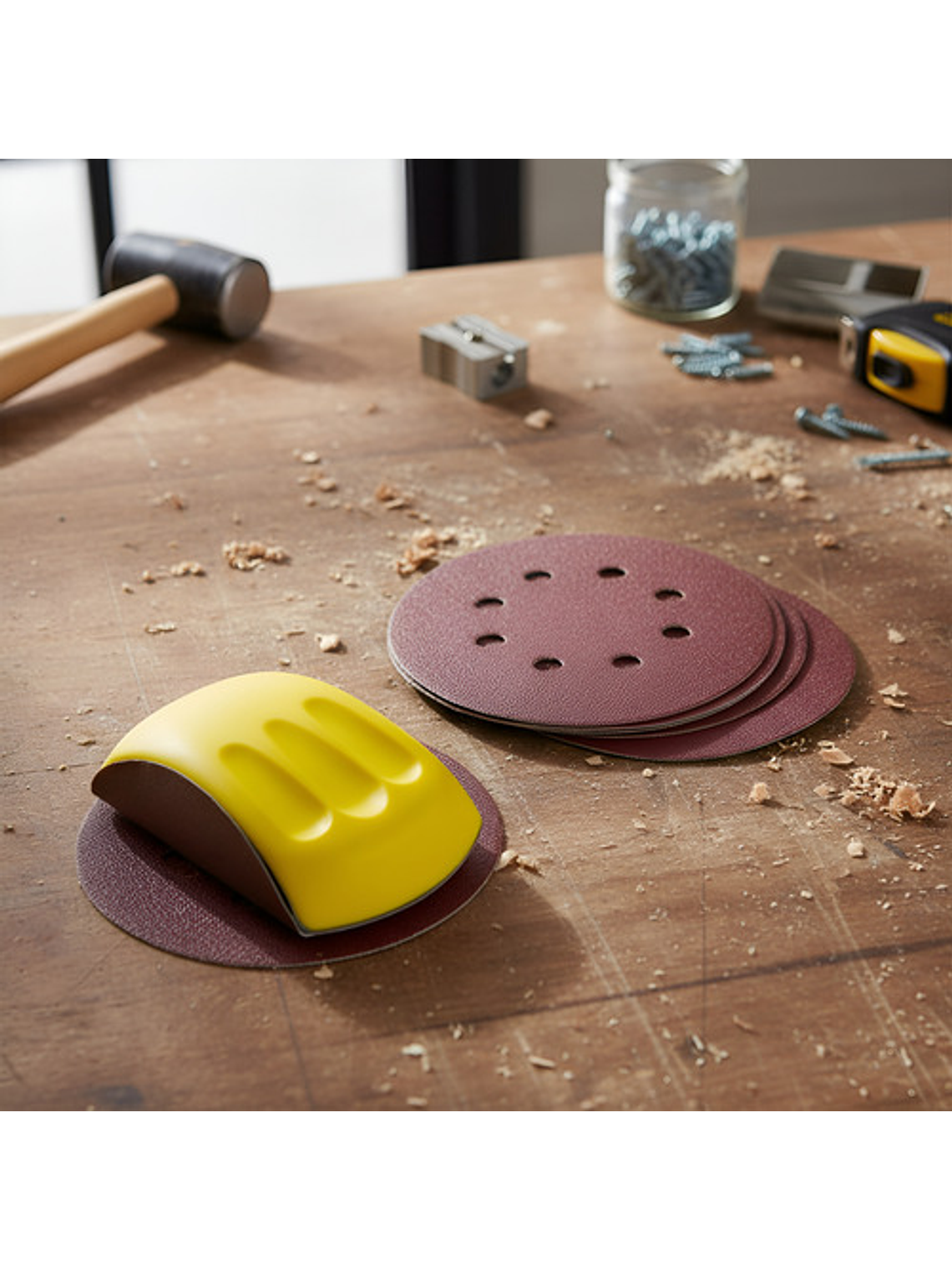 Lijadora De Mano - Taco Porta Lija 6  + Set Lijas 1