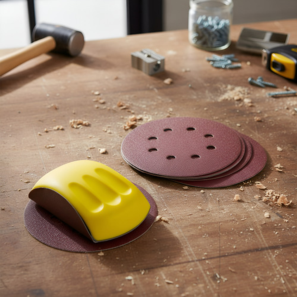 Lijadora De Mano - Taco Porta Lija 6  + Set Lijas 1