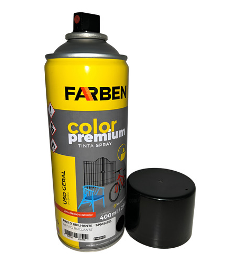 Pintura Spray Farben 400 Ml Negro Brillante Secado Rápido