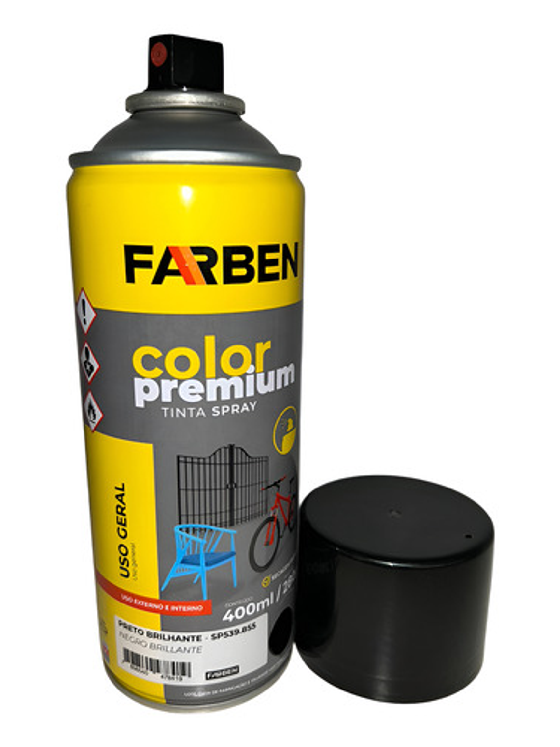 Pintura Spray Farben 400 Ml Negro Brillante Secado Rápido 1