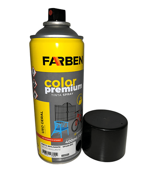 Pintura Spray Farben 400 Ml Negro Brillante Secado Rápido