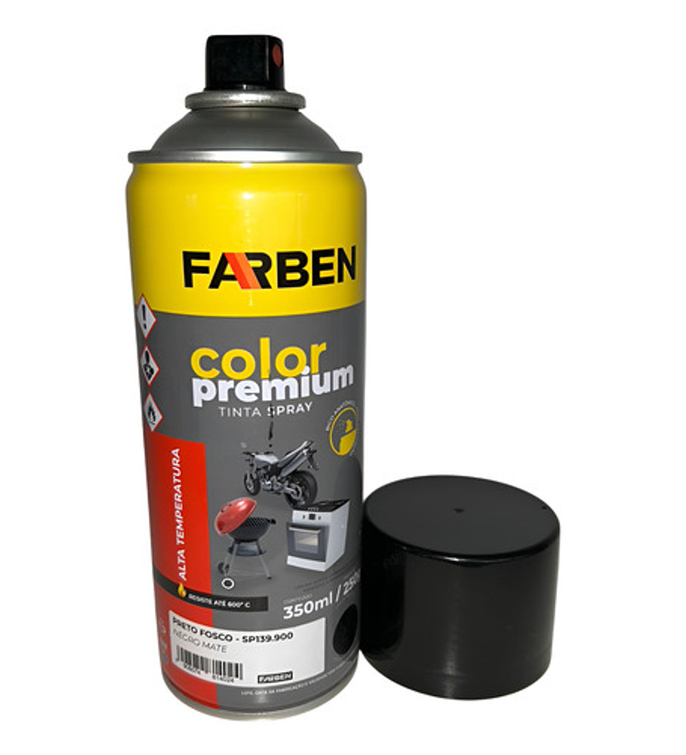 Pintura Spray Farben 350 Ml Negro Mate Para Alta Temperatura