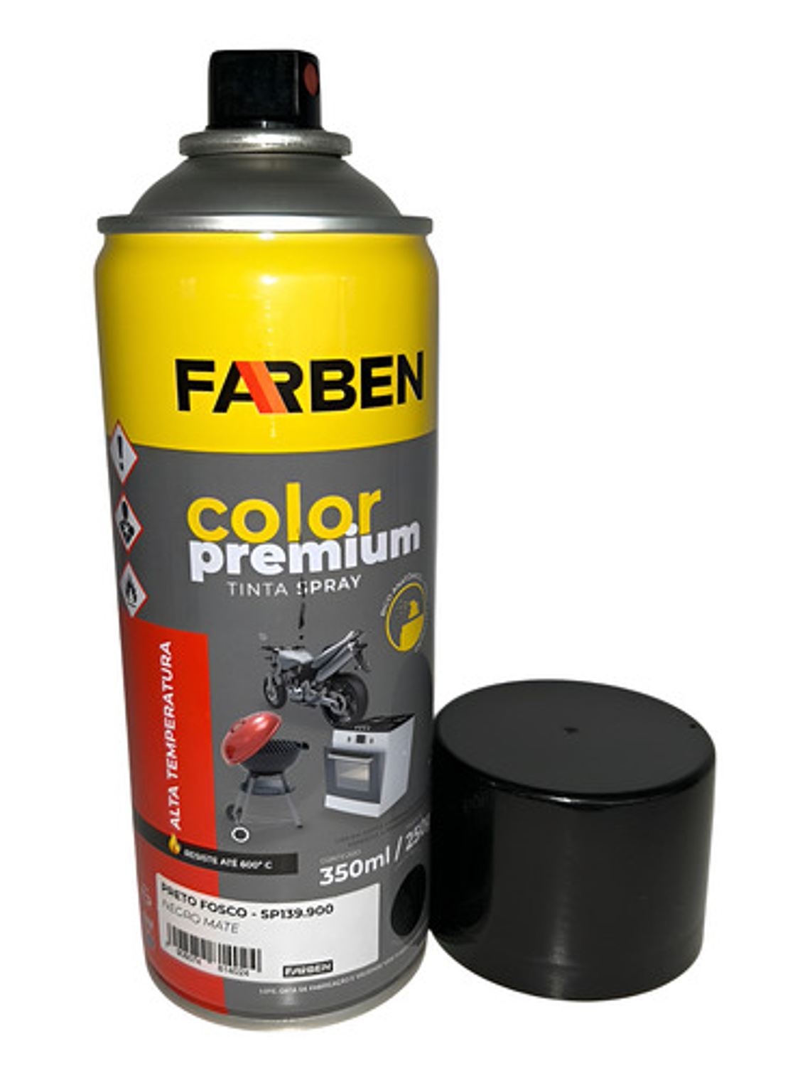 Pintura Spray Farben 350 Ml Negro Mate Para Alta Temperatura 1