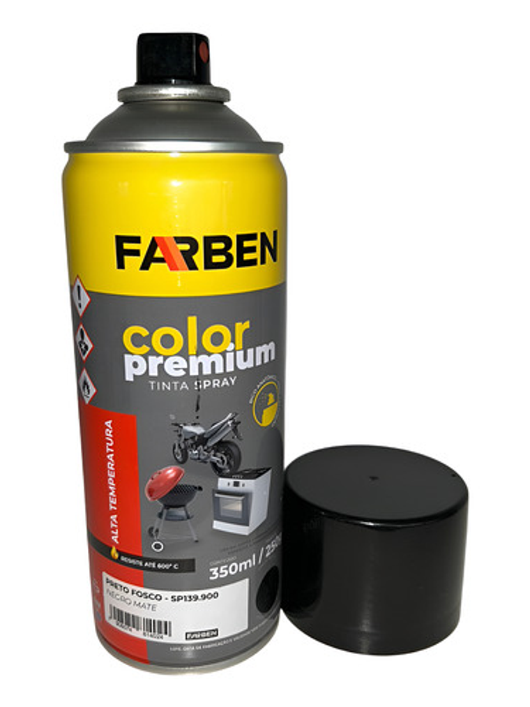 Pintura Spray Farben 350 Ml Negro Mate Para Alta Temperatura 1