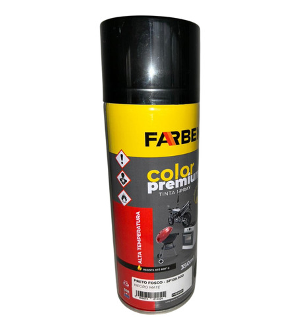 Pintura Spray Farben 350 Ml Negro Mate Para Alta Temperatura