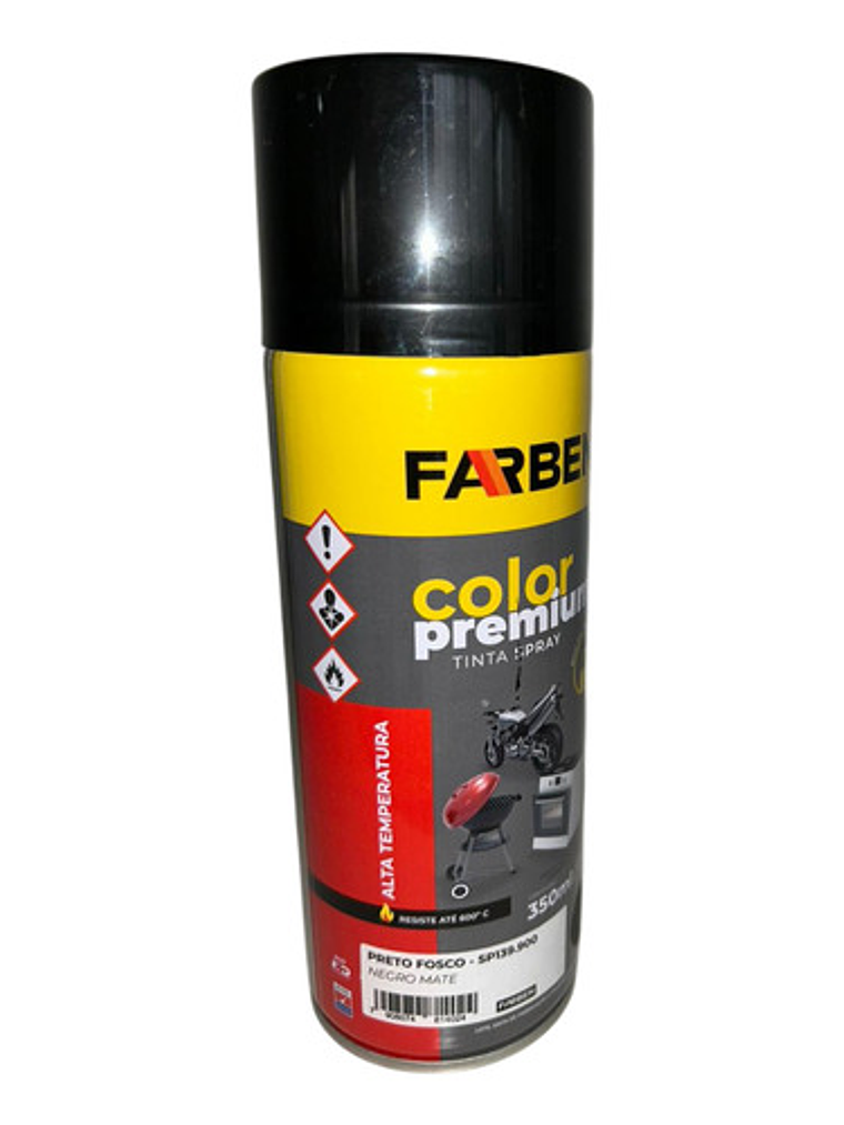 Pintura Spray Farben 350 Ml Negro Mate Para Alta Temperatura 6