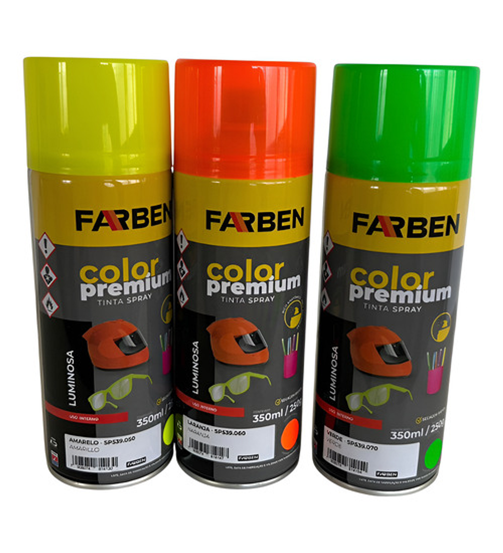 Pintura Spray Farben 350ml Verde Fluorescente Set 3 Unidades