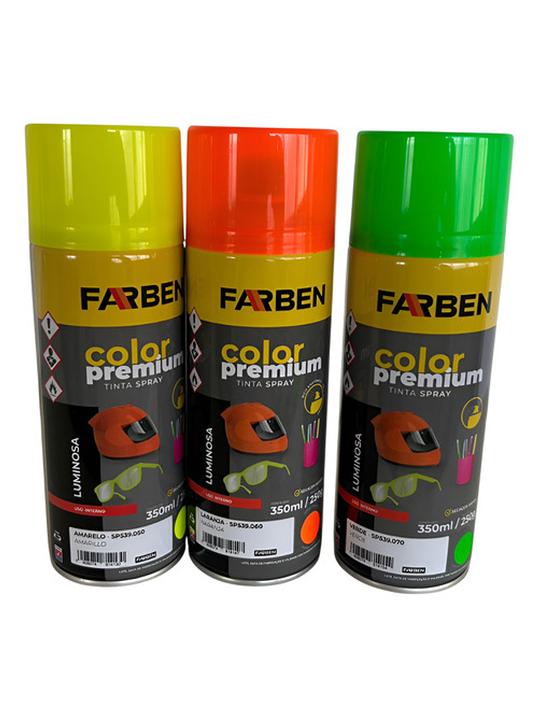 Pintura Spray Farben 350ml Verde Fluorescente Set 3 Unidades 1