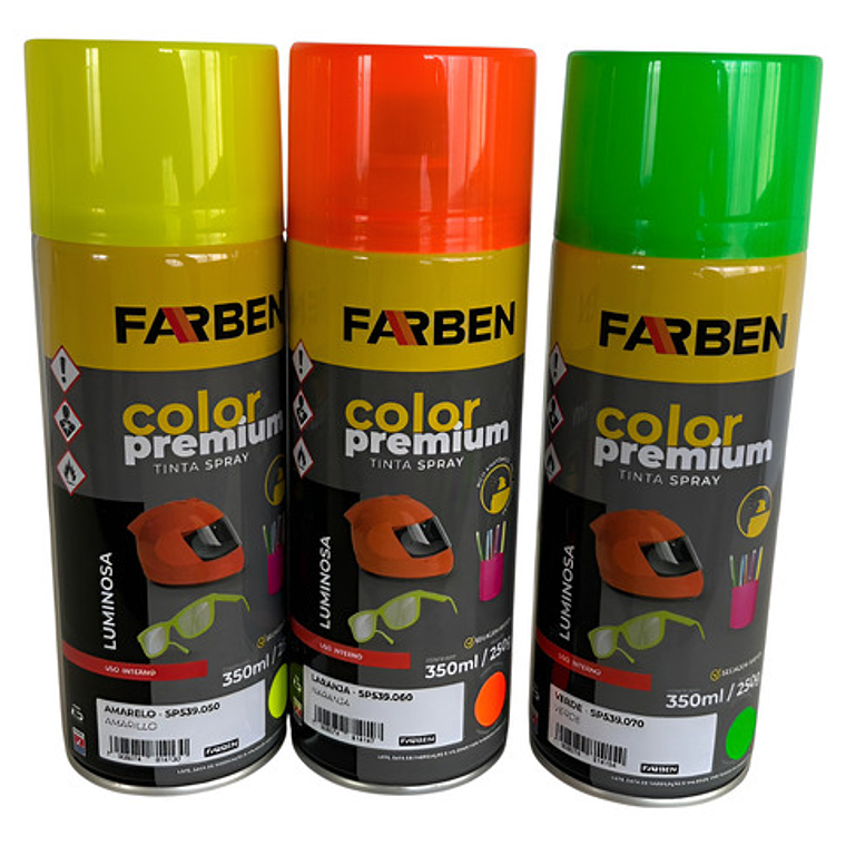 Pintura Spray Farben 350ml Verde Fluorescente Set 3 Unidades 1