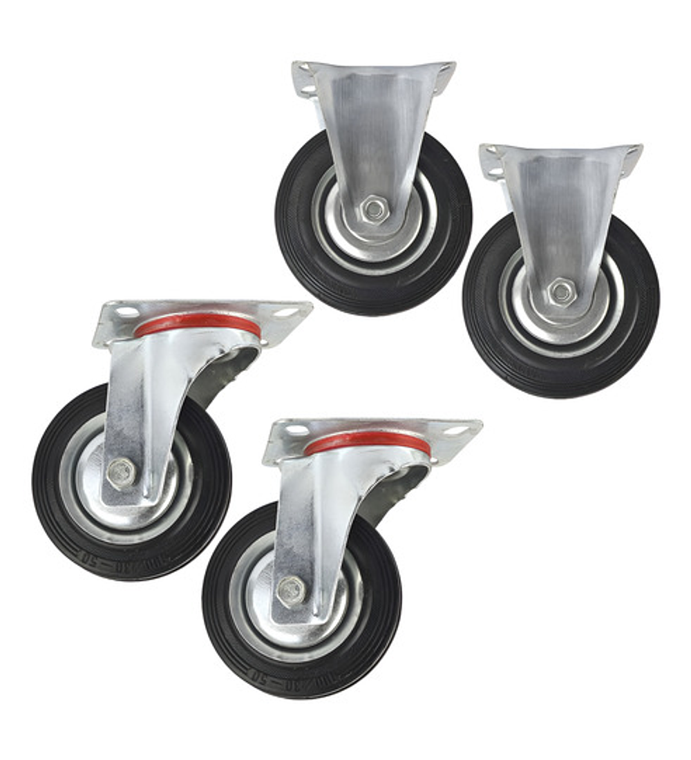 Rueda Carro 4 Pulgadas Set 4 Unid 130kg C/u Caucho.