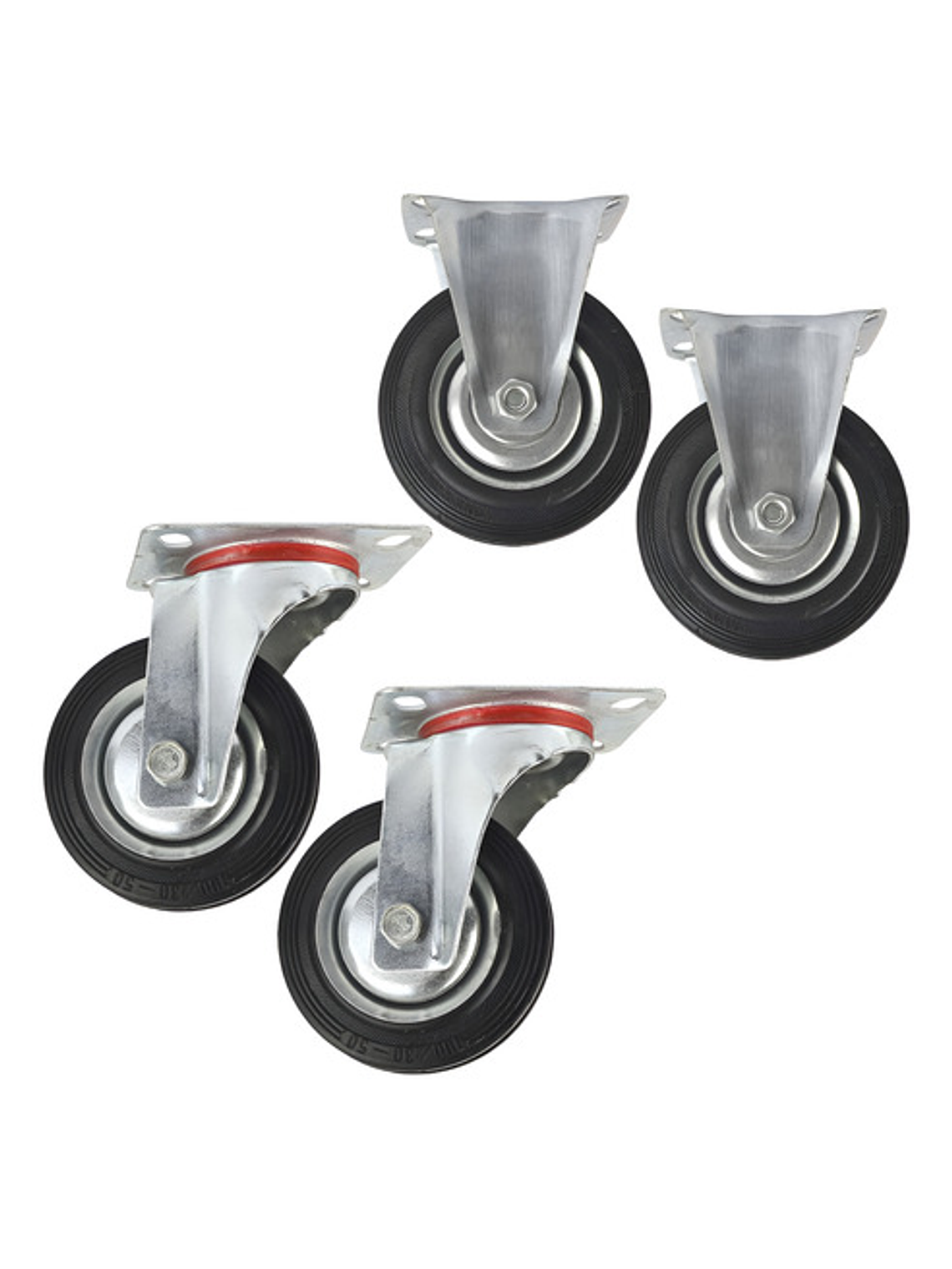 Rueda Carro 4 Pulgadas Set 4 Unid 130kg C/u Caucho. 1