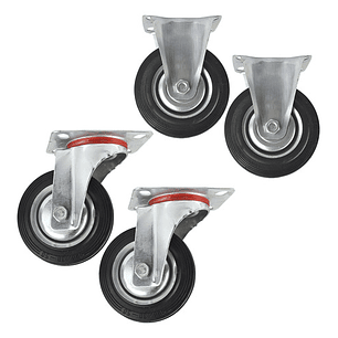 Rueda Carro 4 Pulgadas Set 4 Unid 130kg C/u Caucho.