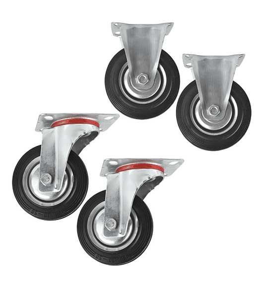 Rueda Carro 4 Pulgadas Set 4 Unid 130kg C/u Caucho.