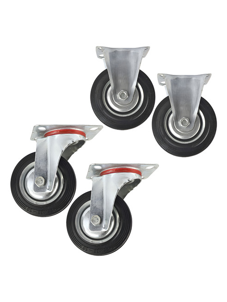 Rueda Carro 4 Pulgadas Set 4 Unid 130kg C/u Caucho. 1