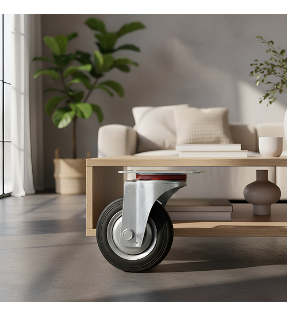 Rueda Carro 4 Pulgadas Set 4 Unid 130kg C/u Caucho.