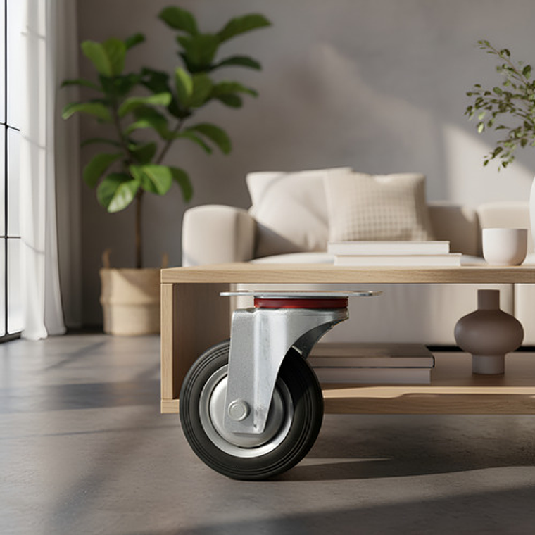 Rueda Carro 4 Pulgadas Set 4 Unid 130kg C/u Caucho. 3