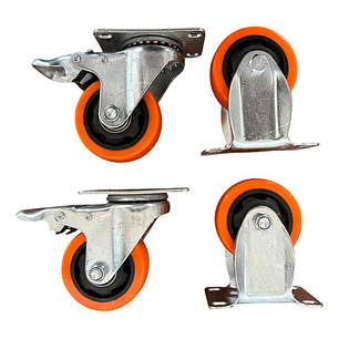 Rueda Carro 5 Pulgadas Set 4 Unid 130kg C/u Pvc. Con Freno