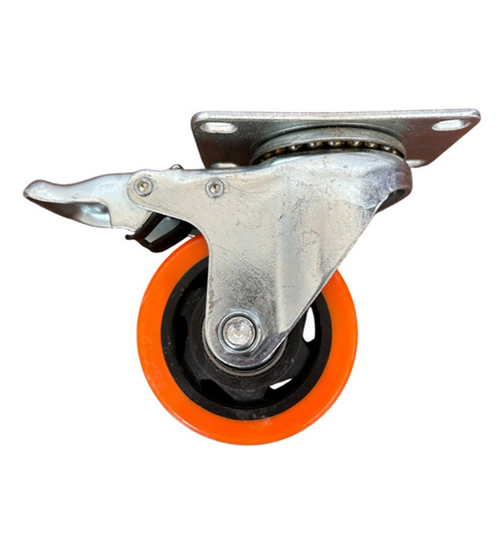 Rueda Carro 5 Pulgadas Set 4 Unid 130kg C/u Pvc. Con Freno